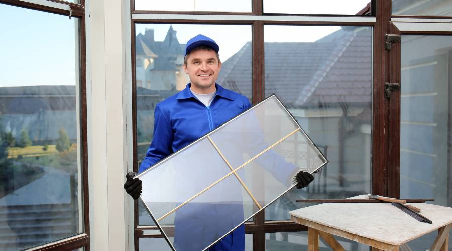 shop front glass replacement Brisbane showing damaged commercial frontage restored to professional appearance for business continuity